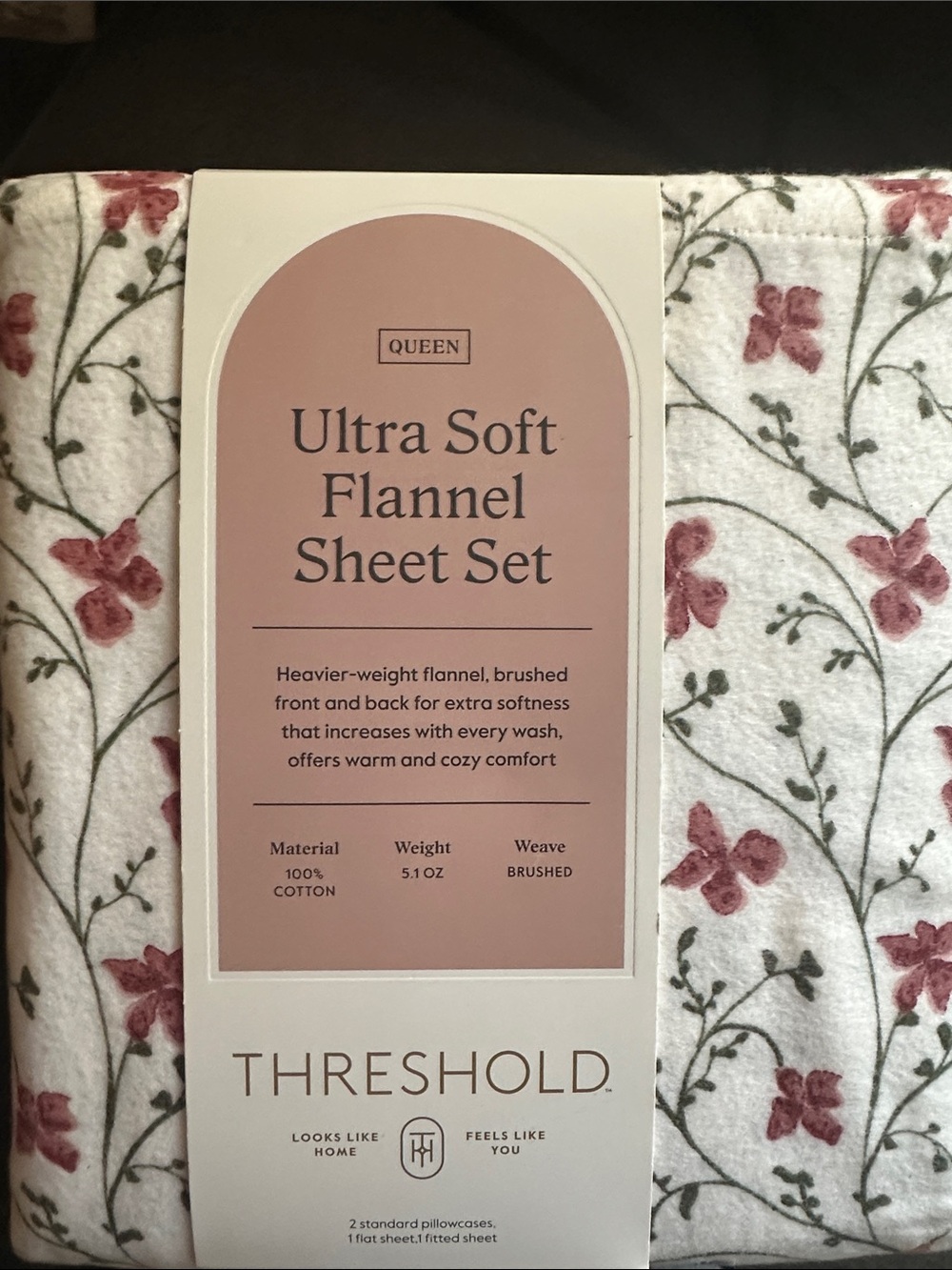 Threshold Ultra Soft Flannel Sheet Set - White with Rose Floral